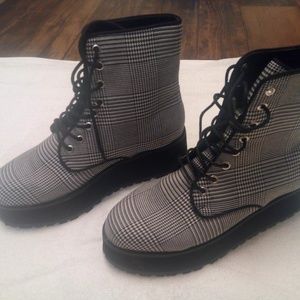 Ankle Boots Platform Plaid